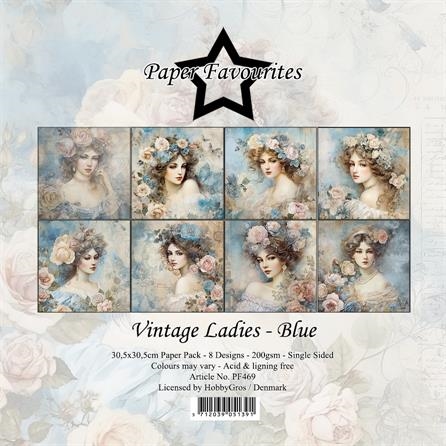 Paper Favourites Vintage Ladies blue 8 ark 30,5x30,5cm 200g